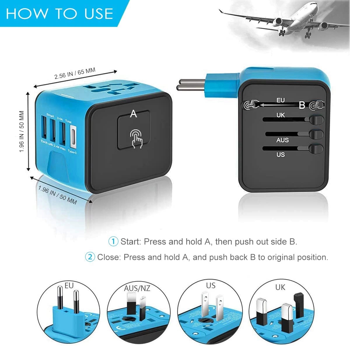 ACpromotionals Worldwide Travel Plug Adapter - Thumbnail 2