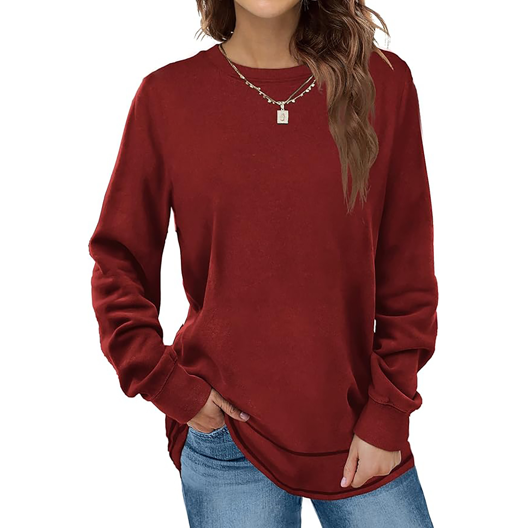 Women's Round Neck Long Sleeve Shirt 73
