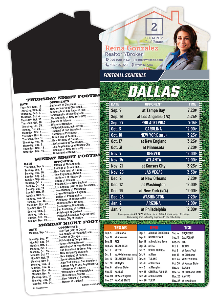 Magna-Card House Shape Magnet Football Schedules (3.5x9)