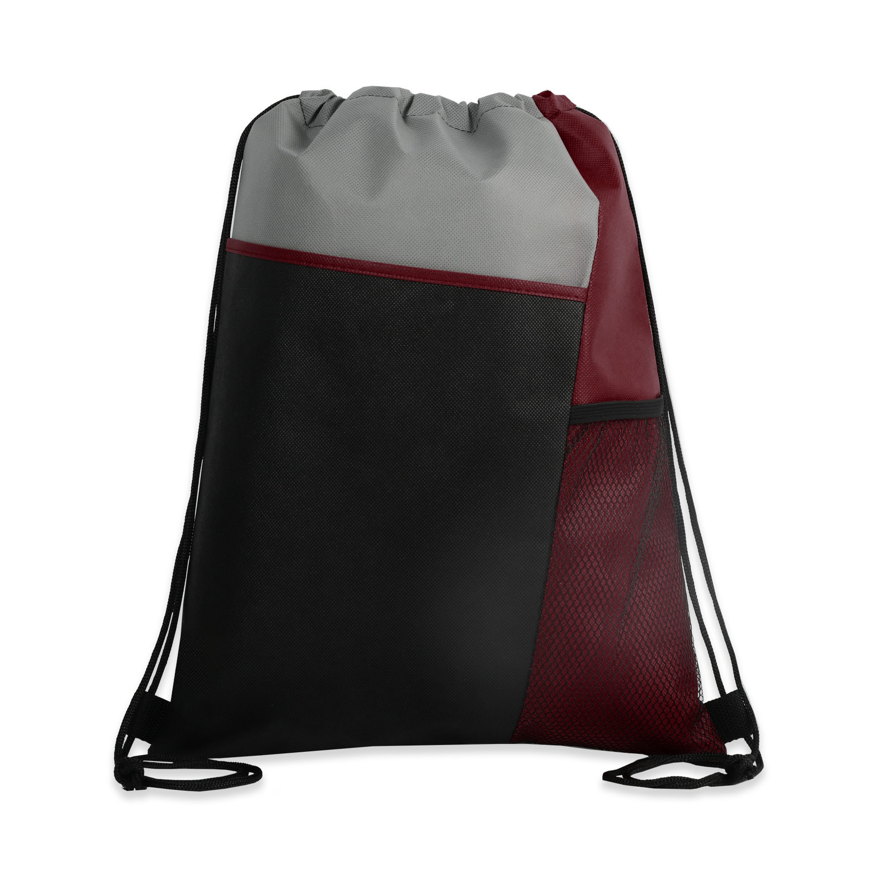 Tri Color Drawstring Backpack with Front Mesh Pocket 49