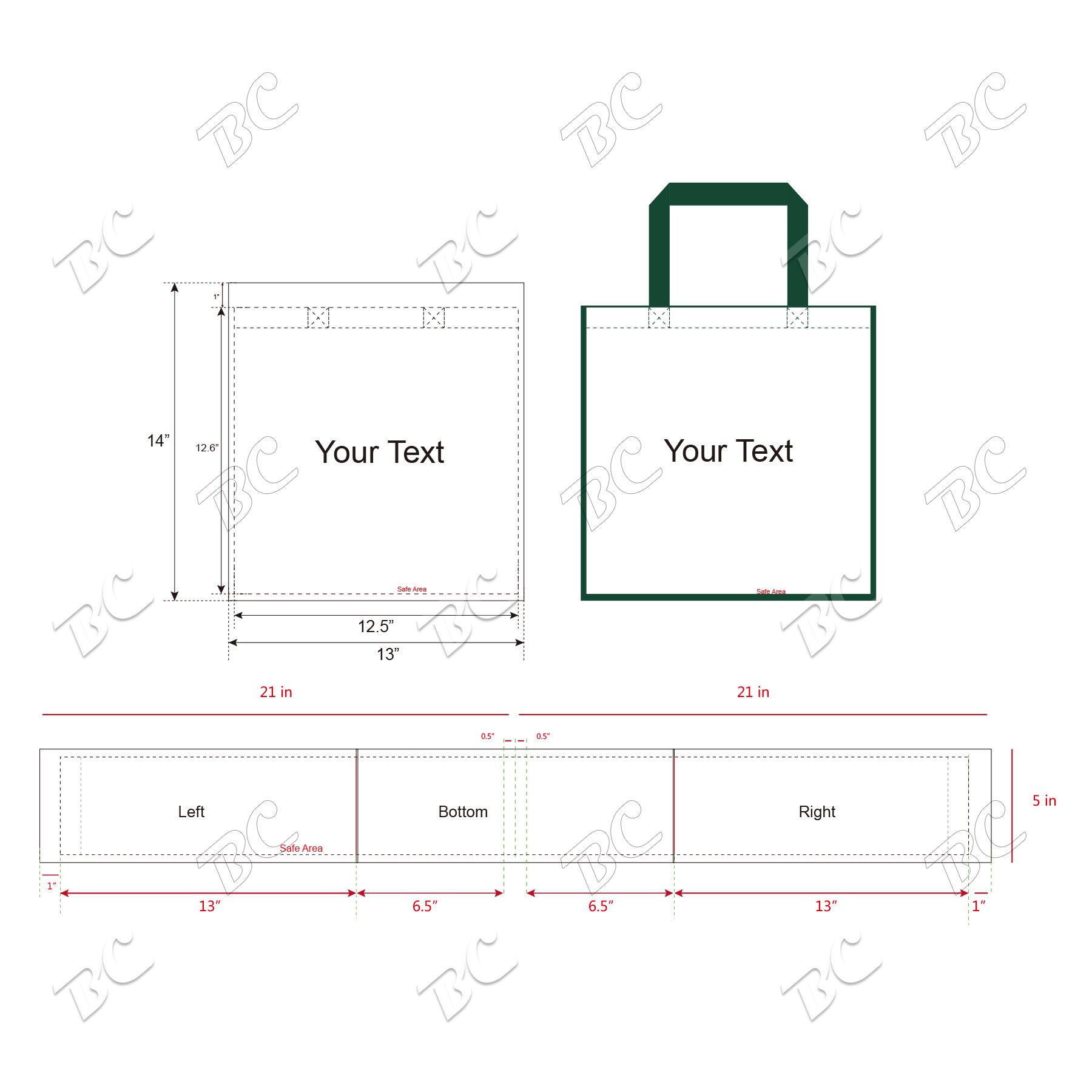 Free shipping Color Trim Dye Sub TOTE BAGS 25