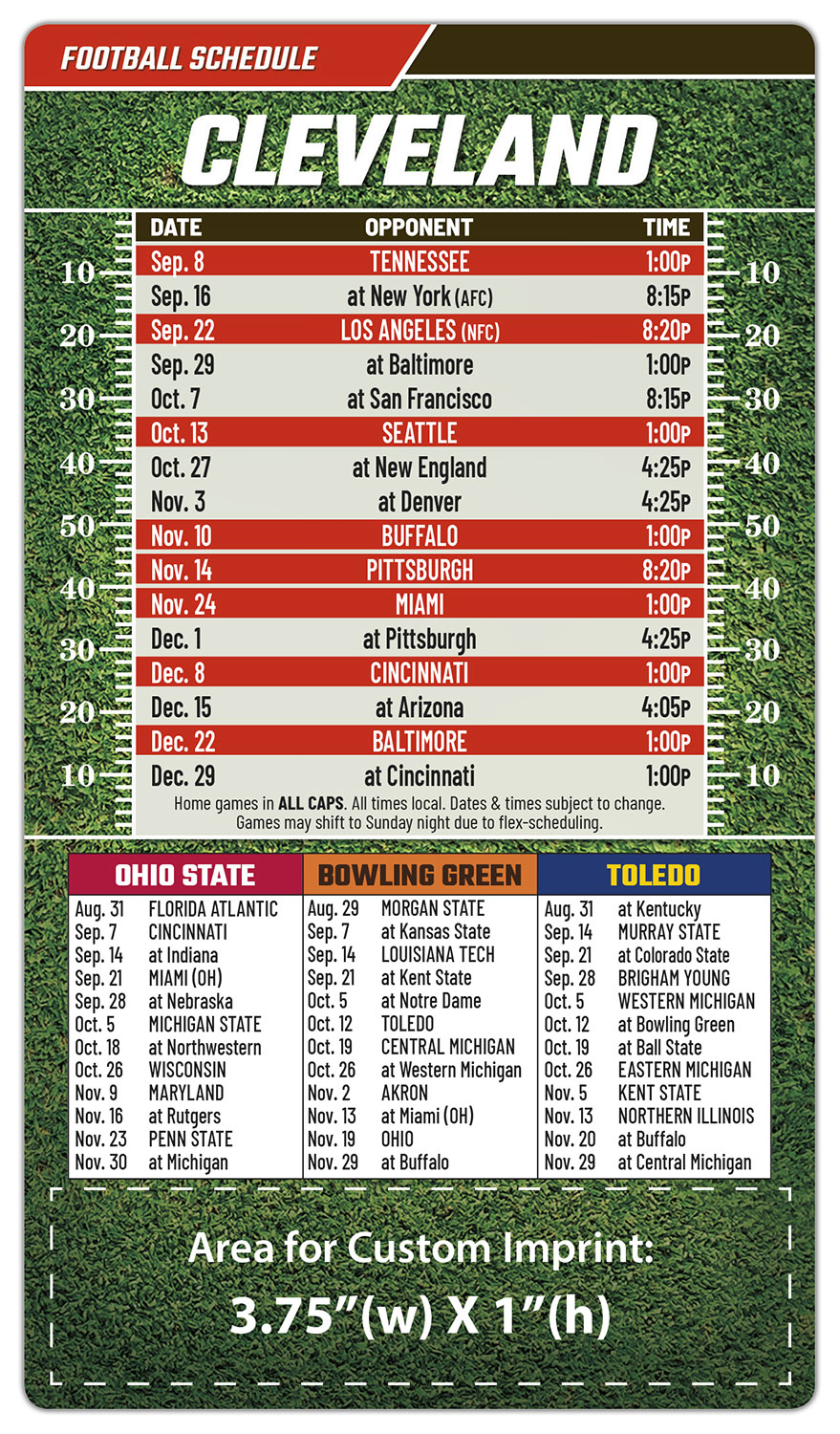 Magnet Football Sport Schedules - 4x7 Round Corners