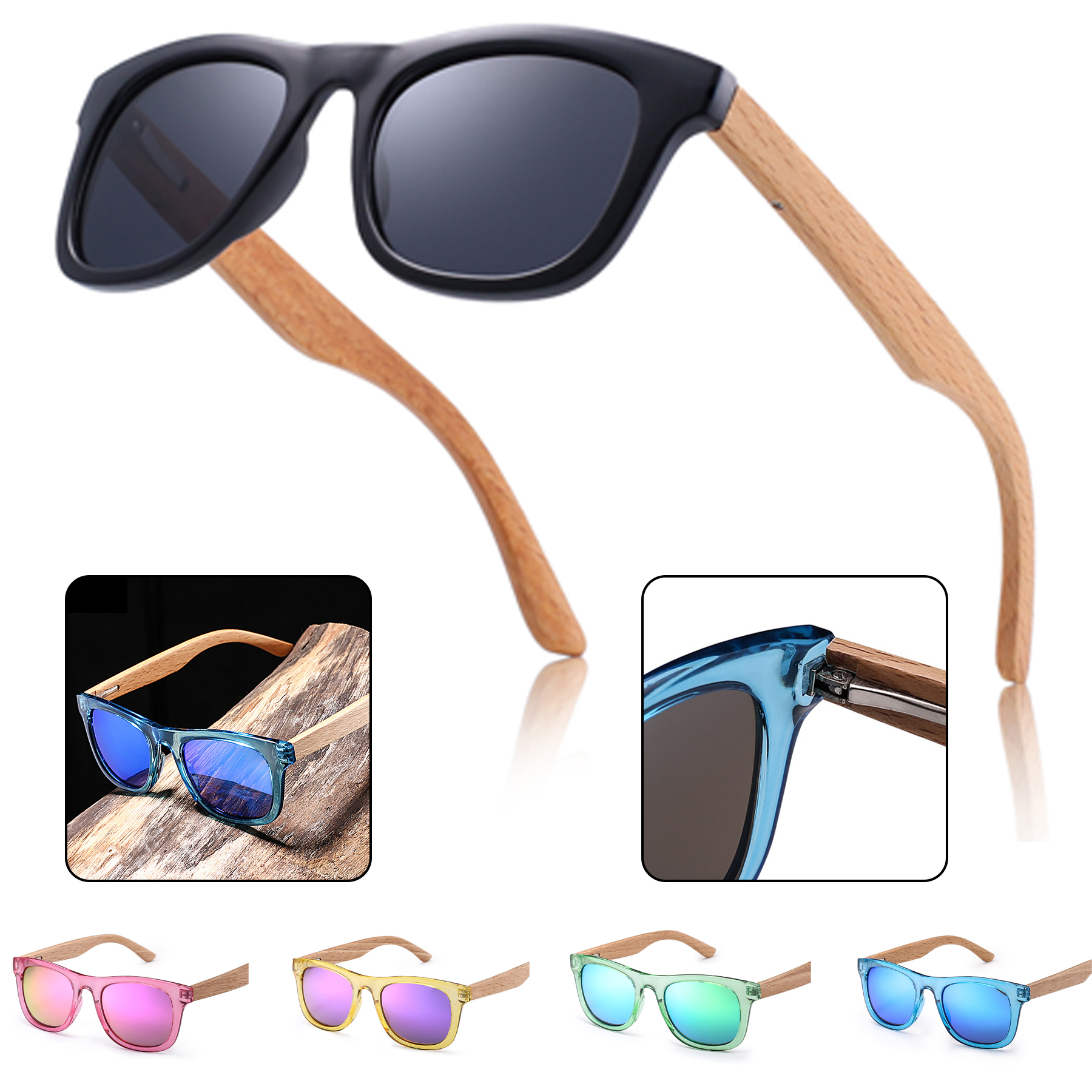 Children Wooden Frame Sunglasses 6