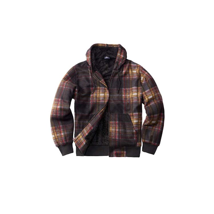 Men's Plaid Sherpa Lined Full Zip Hoodies S-2XL, custom hoodie or sweatshirt with logo imprint 2