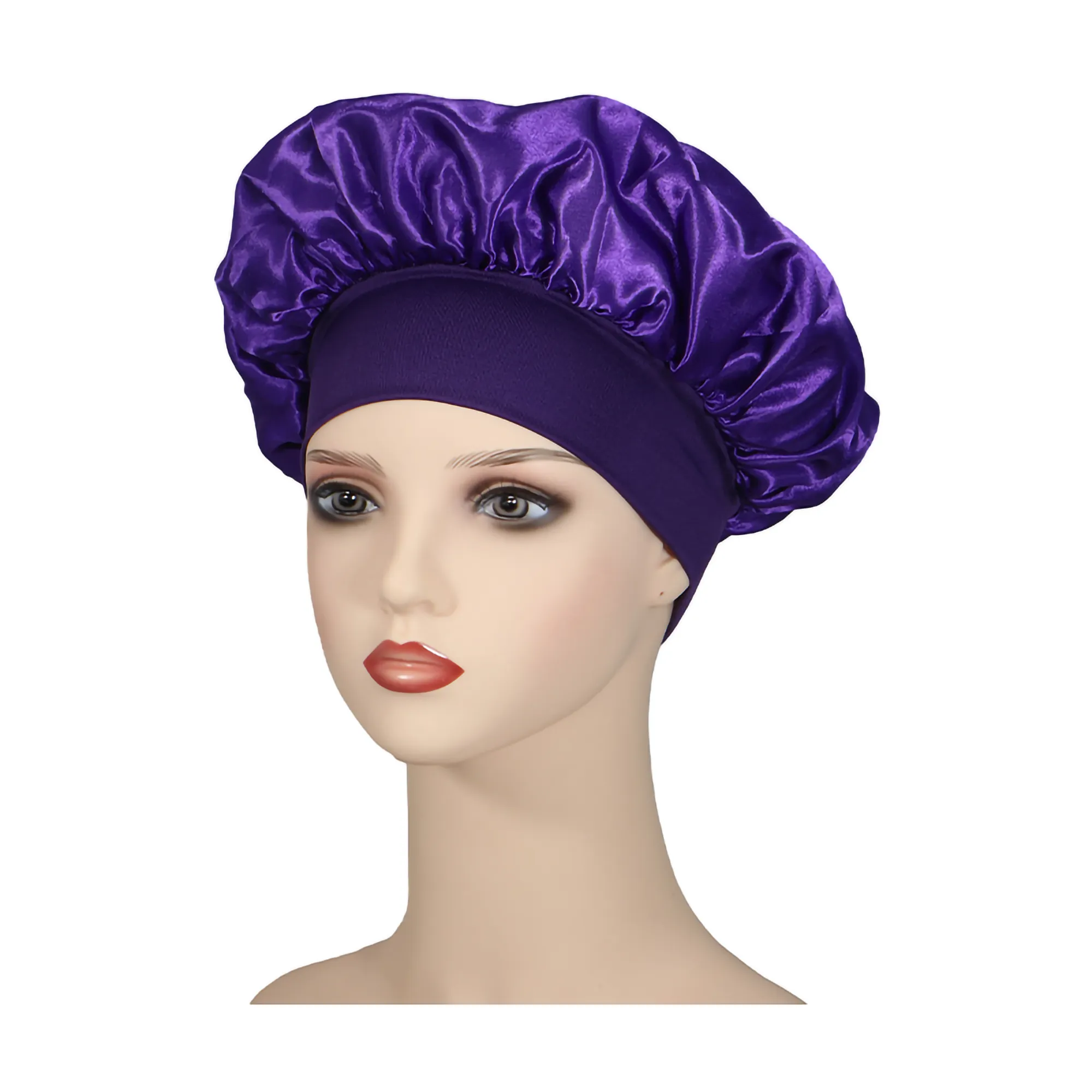 Satin Silk Bonnet Elastic Wide Band Sleeping Cap 17