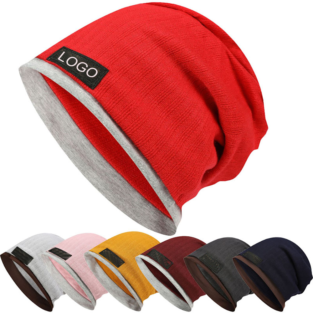 Double Rim Slouchy Beanie for Men & Women Cotton Cloth