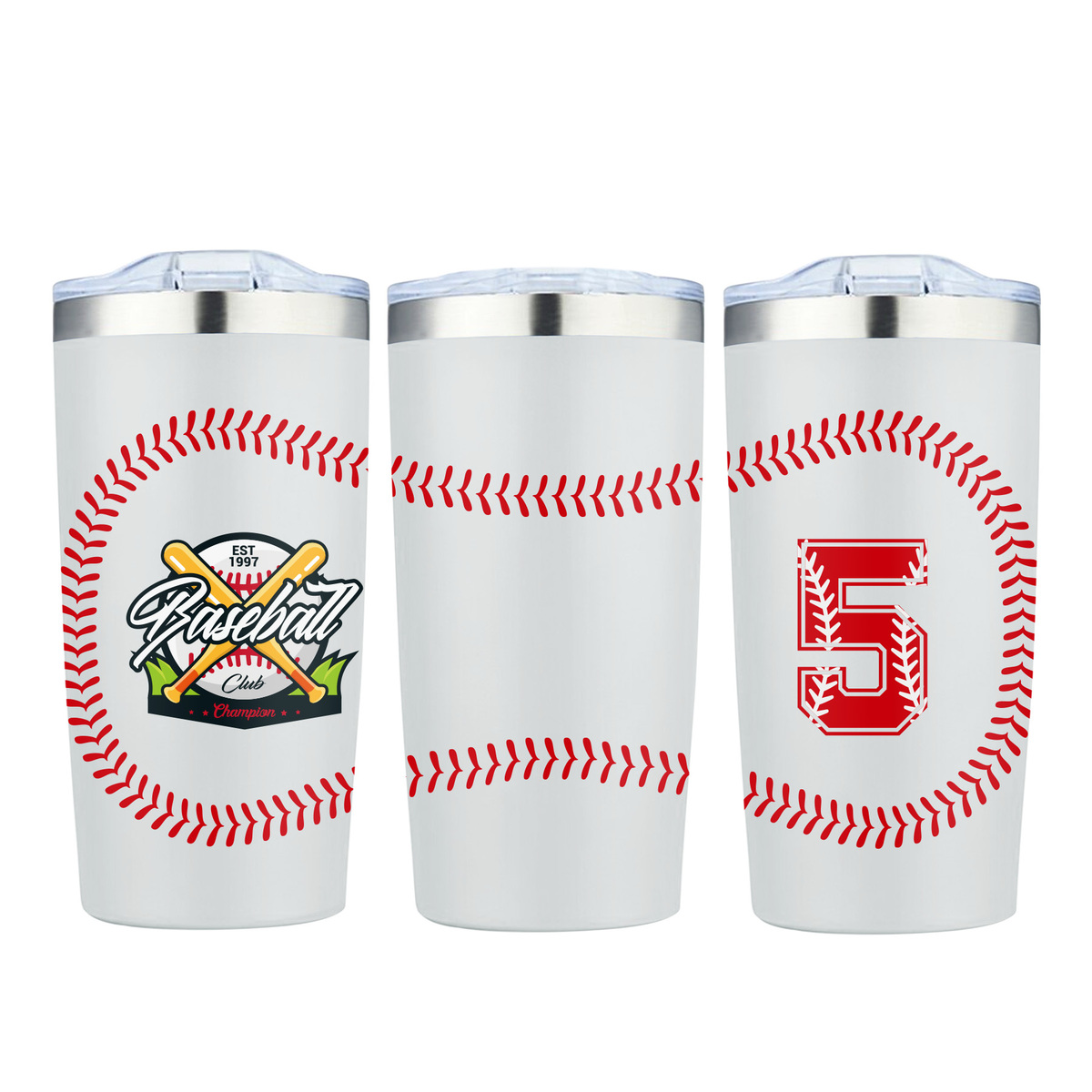 20 oz. Baseball Design Double Wall Vacuum Tumbler Water Bottle