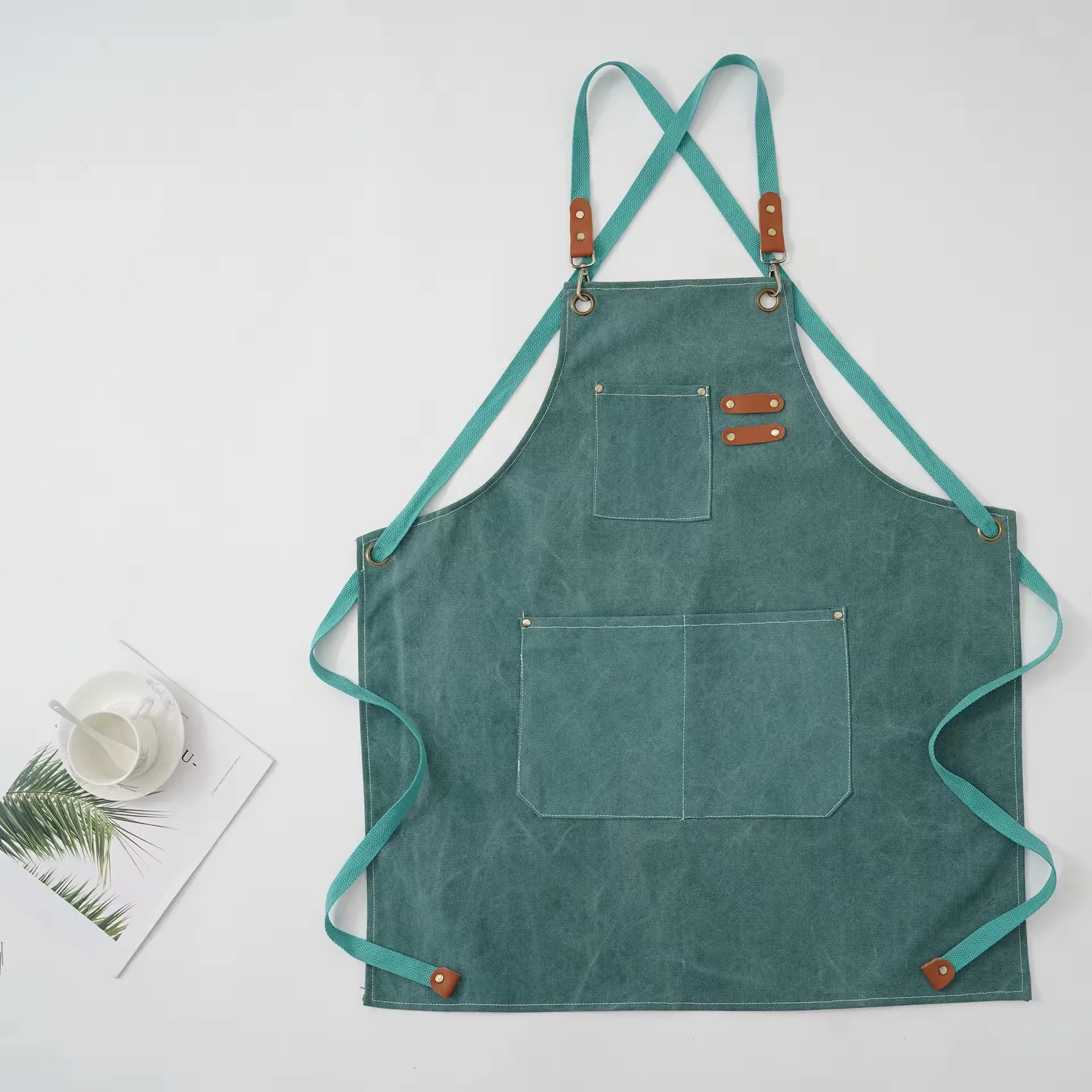 Denim Aprons with Cross Back Adjustable Straps 6