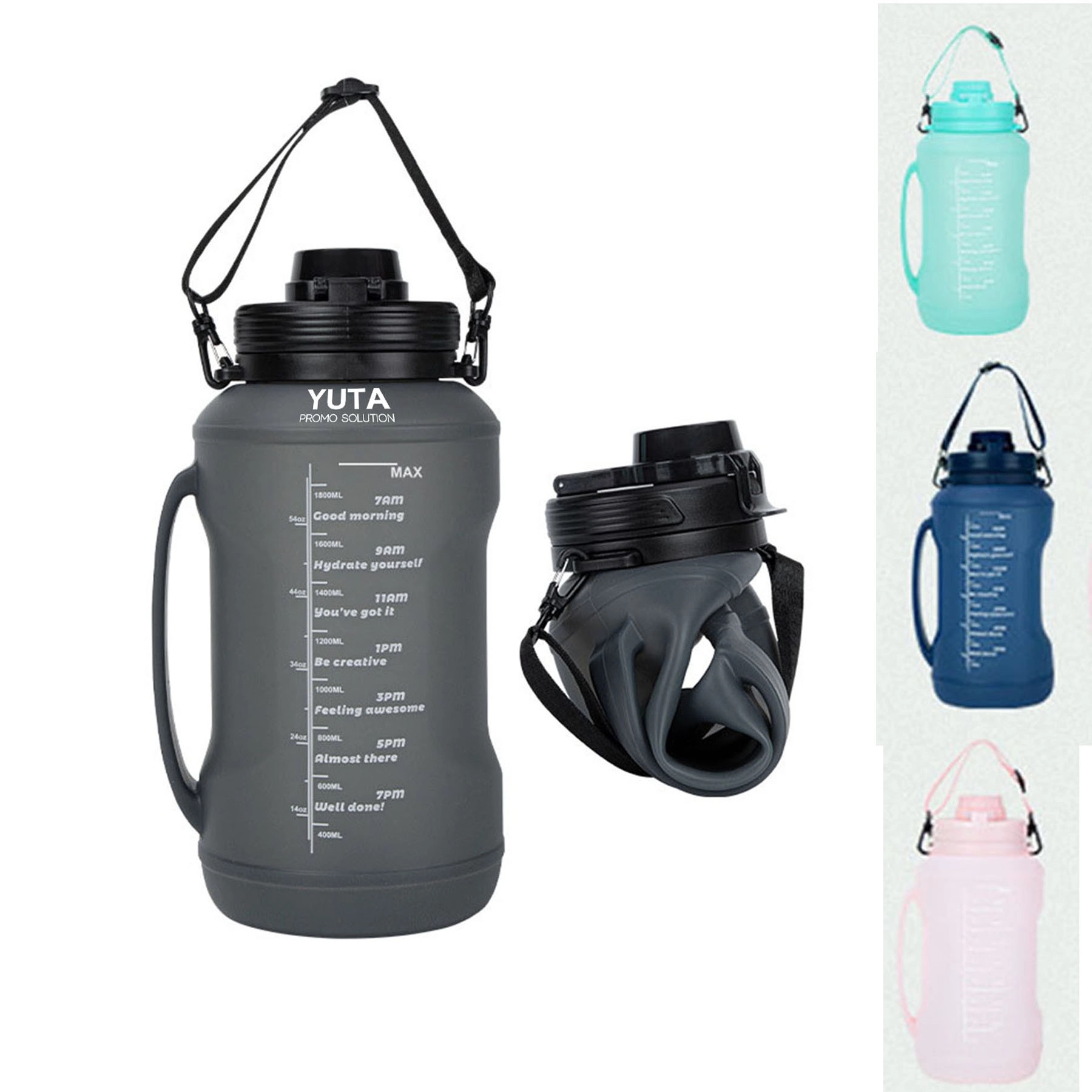 64Oz Silicone Collapsible Sports Water Bottle