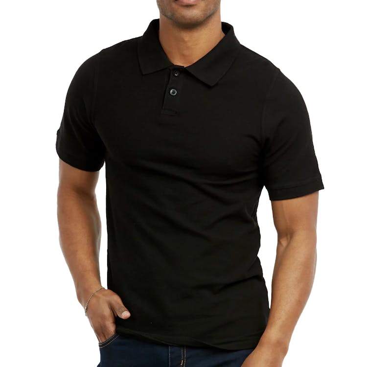 Men's Slim Polo Uniform Shirts - 2XL Black 3