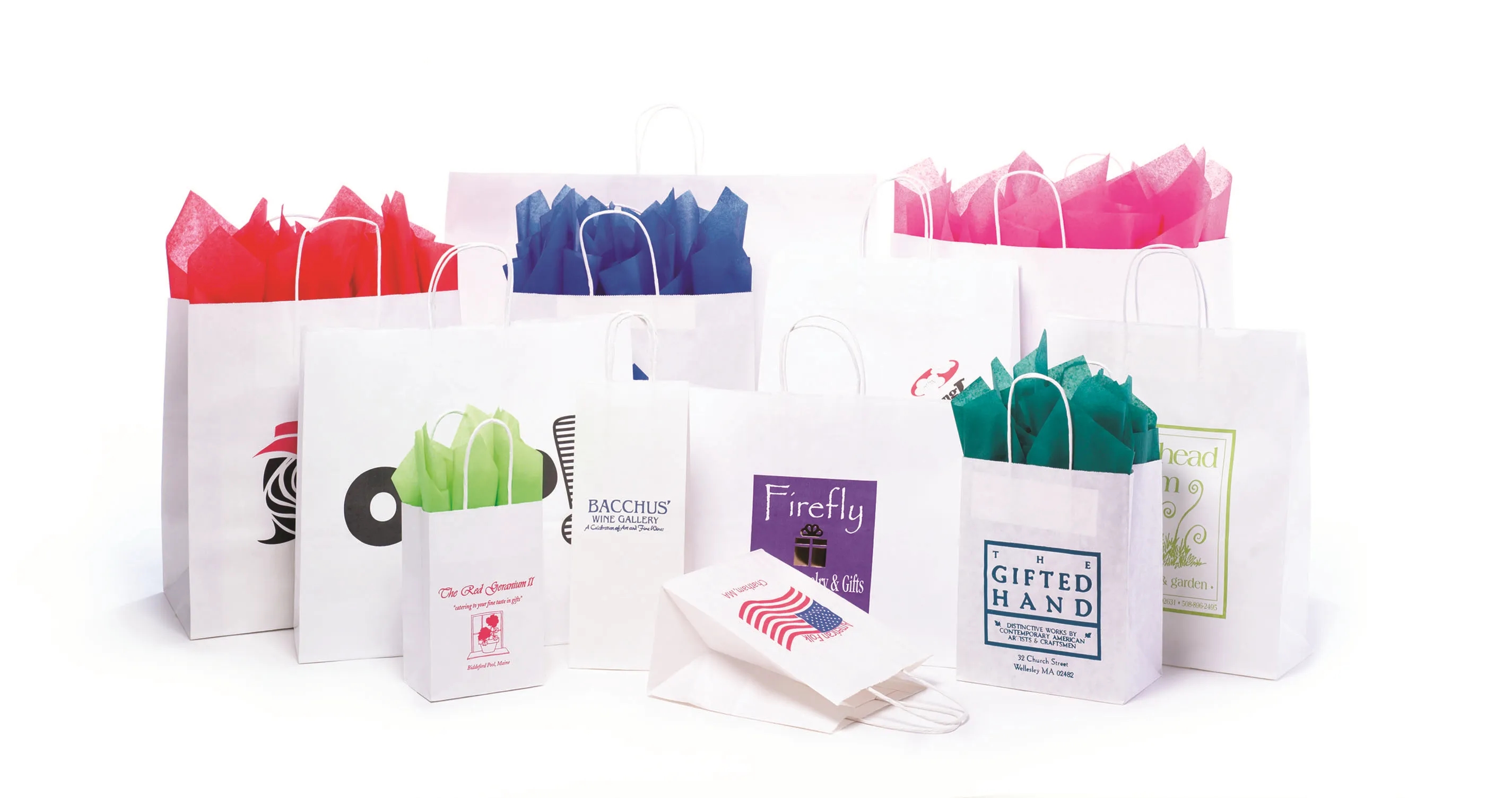 White Kraft Paper Shopping Bags (Large Sizes) Hot Stamped 2