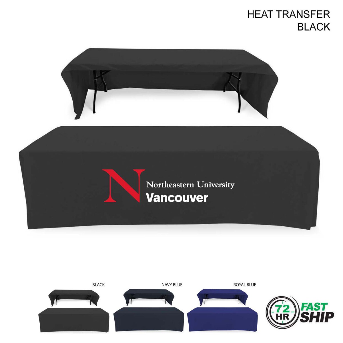 fiel 72 Hr Fast Ship - Polycotton Twill Table Throw for 8' Table Drape style 3 sided Open Back #HT721-2