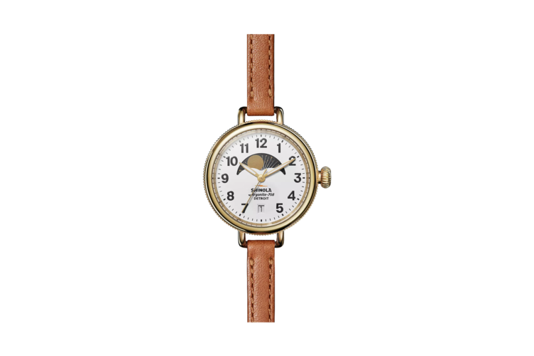 Shinola The Birdy Moon Phase Women's Leather Strap Watch 2