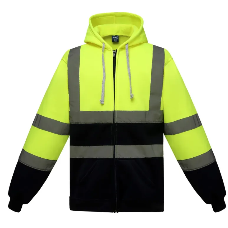 High Vis Class 3 Reflective Safety Zipper Hoodie w/ Pocket
