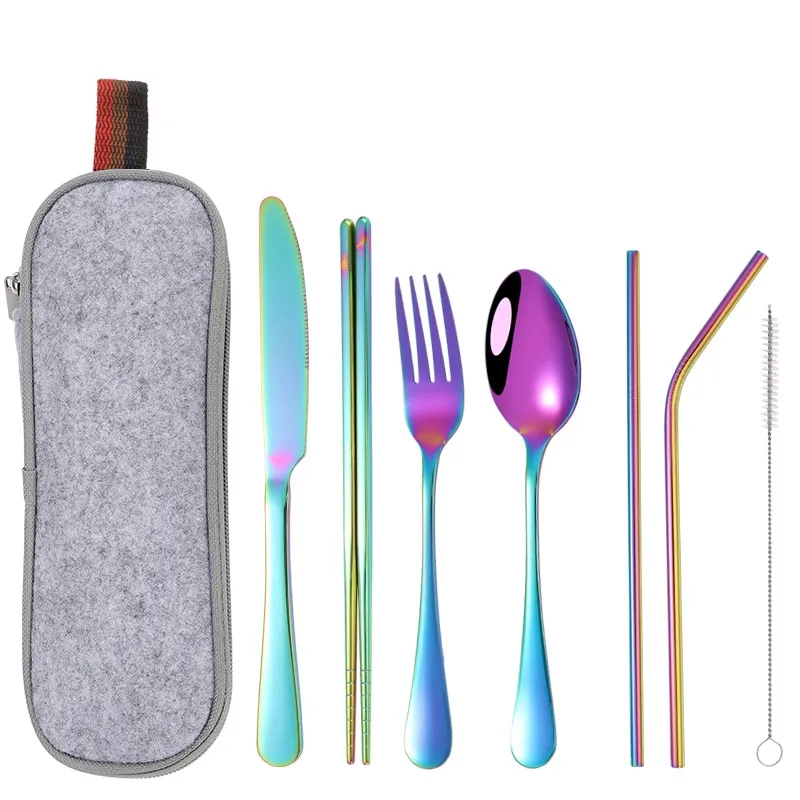 Reusable Stainless steel cutlery set with case 26