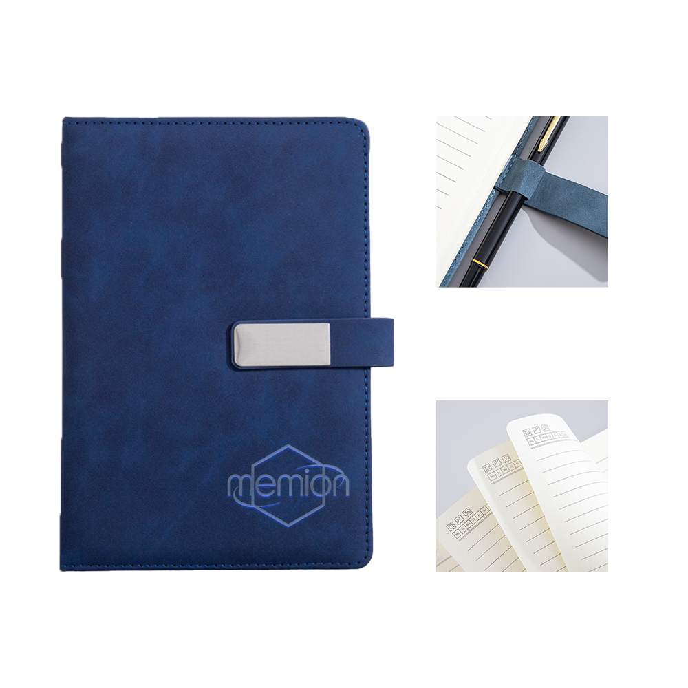 A5 Pu Leather Notebook W/ Mirror Magnetic Buckle