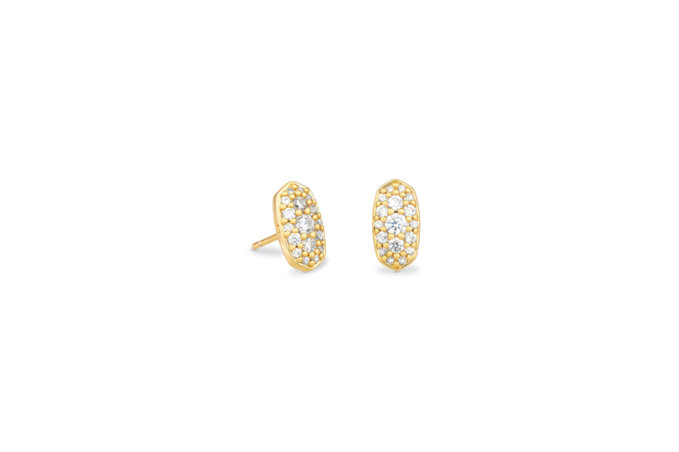 Kendra Scott Grayson Gold Stud Earrings in White Crystal 4