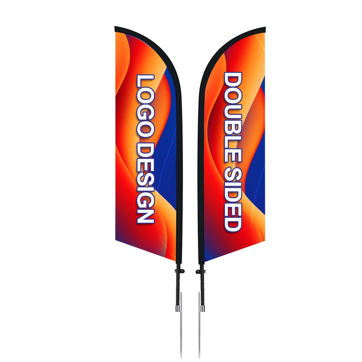 11' Custom Feather Flag Kit - Double Sided w/Spike Base - 203672 ...
