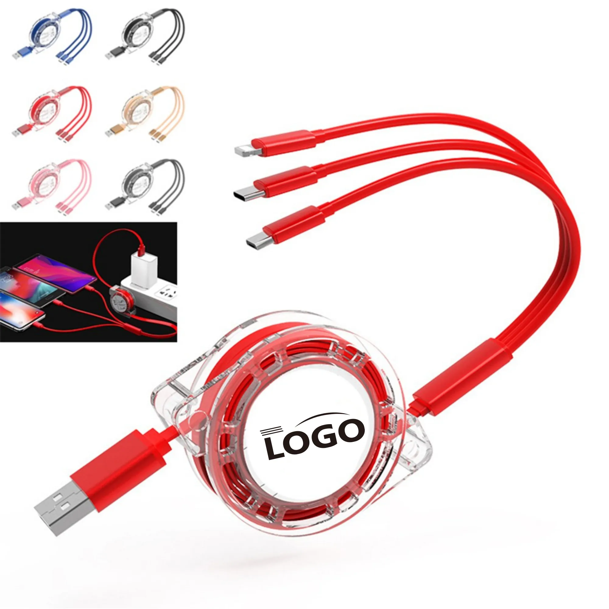 3 In 1 Retractable USB Charger Cable Charging Cord 2