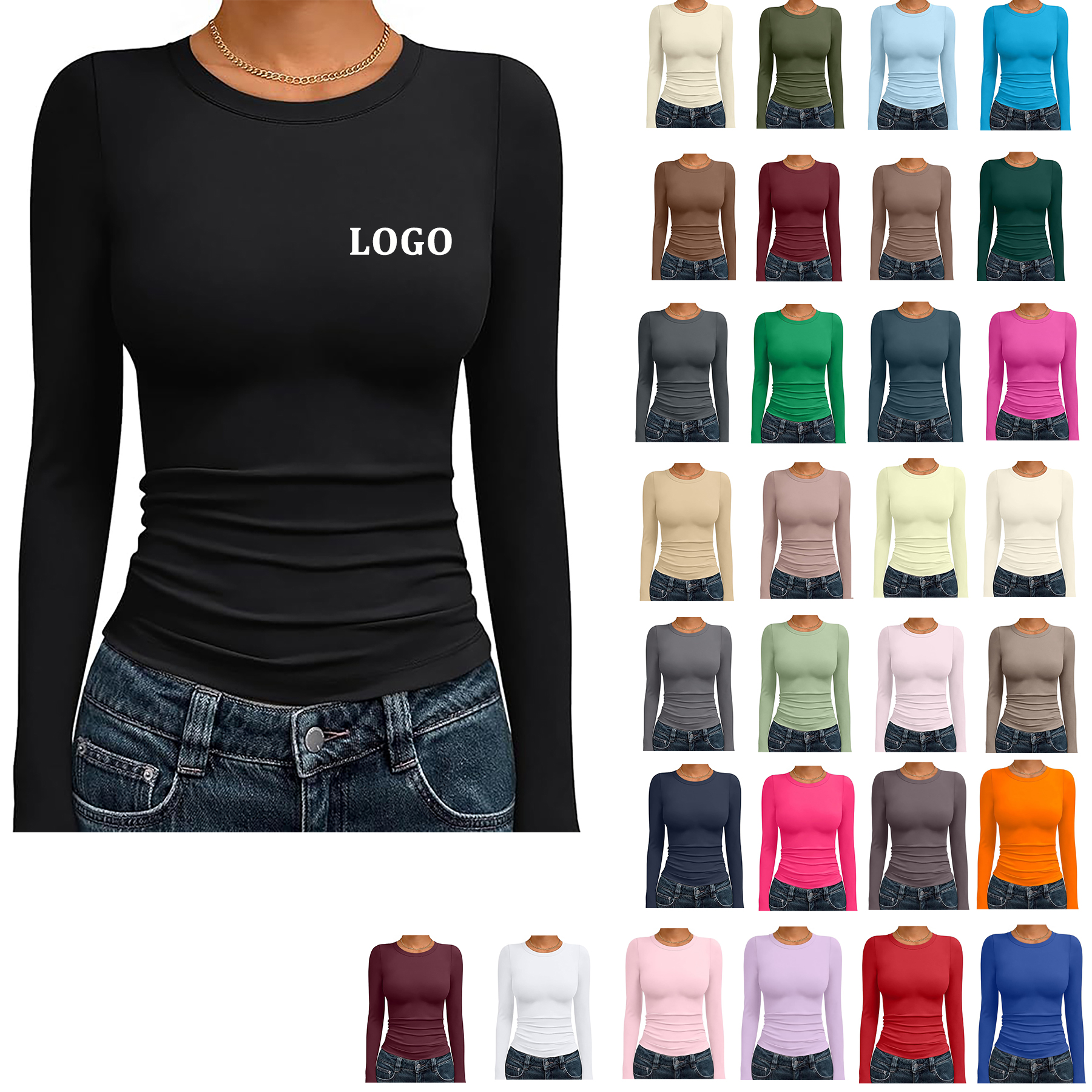 Women's Basic Round Neck Crop Top 64
