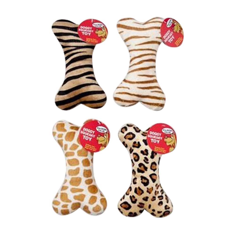 Plush Dog Toys - Assorted Prints Bone 8" 3