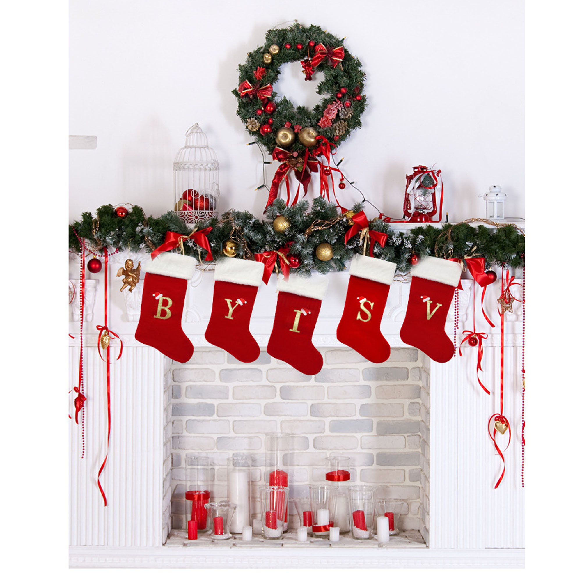 Monogram Christmas Stockings with Letters Soft Christmas Stockings Red 8
