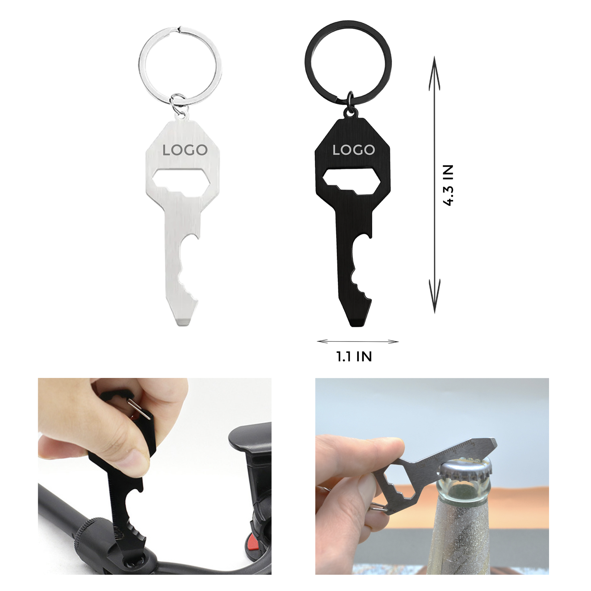 MOQ 10 PCS Stylish Stainless Steel Bottle Opener Keychain