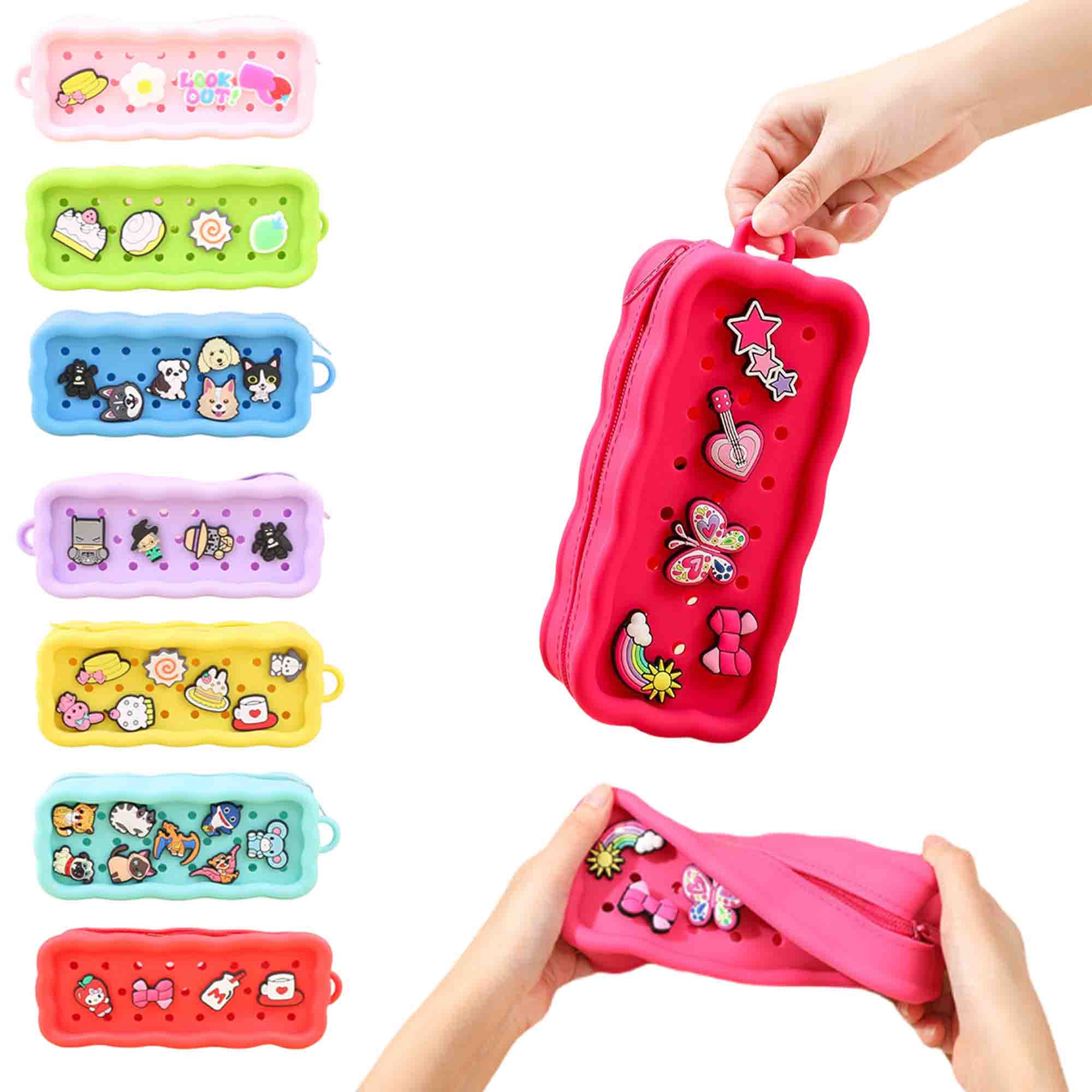 Pencil Case Charms Silicone Makeup Brush Bag Zipper Closure 2