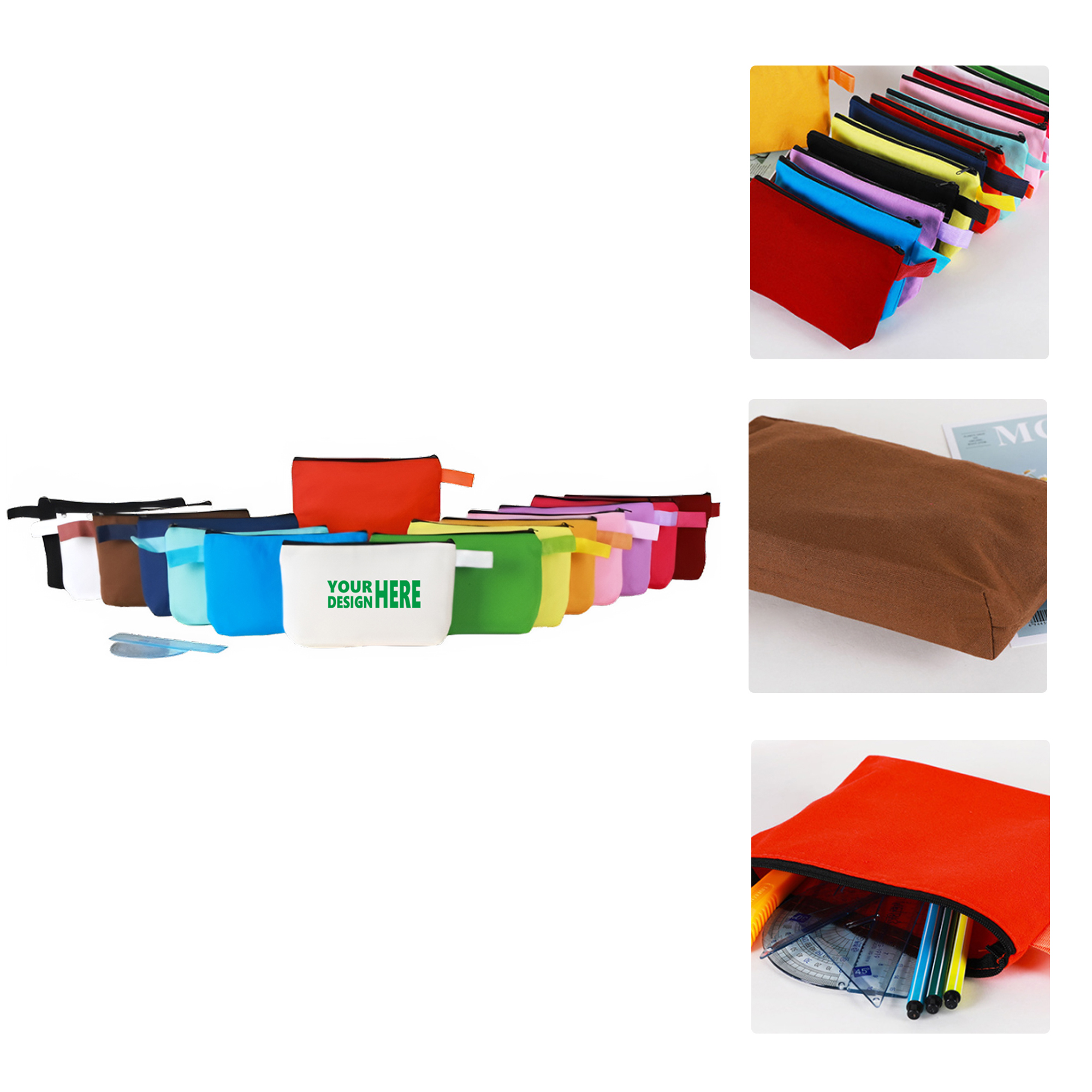 MOQ50 Colorful Canvas Zipper Pouch for Makeup or Stationery 3