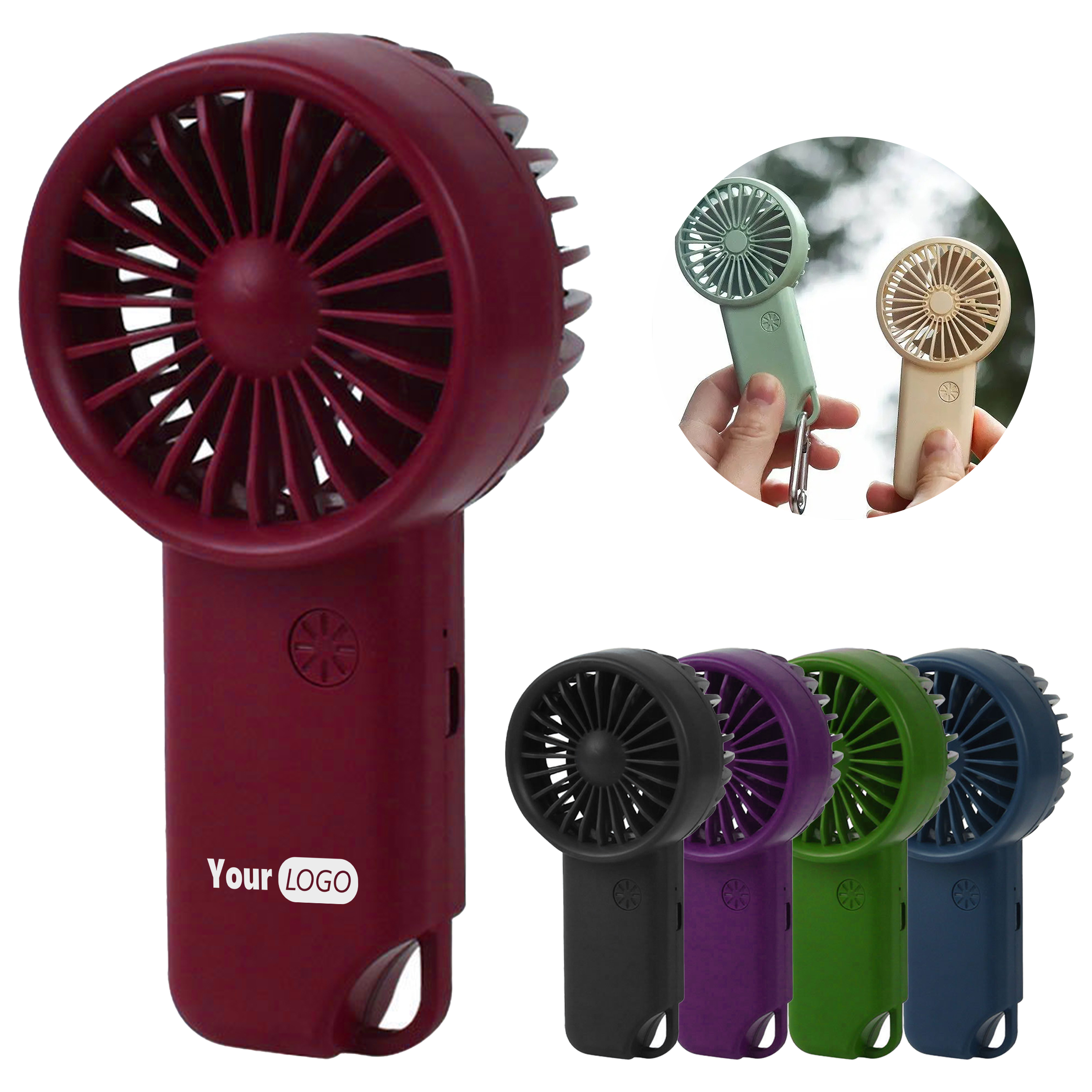 Plastic Rechargeable Handheld Fan With Carabiner Clip ?C Compact And Convenient 2
