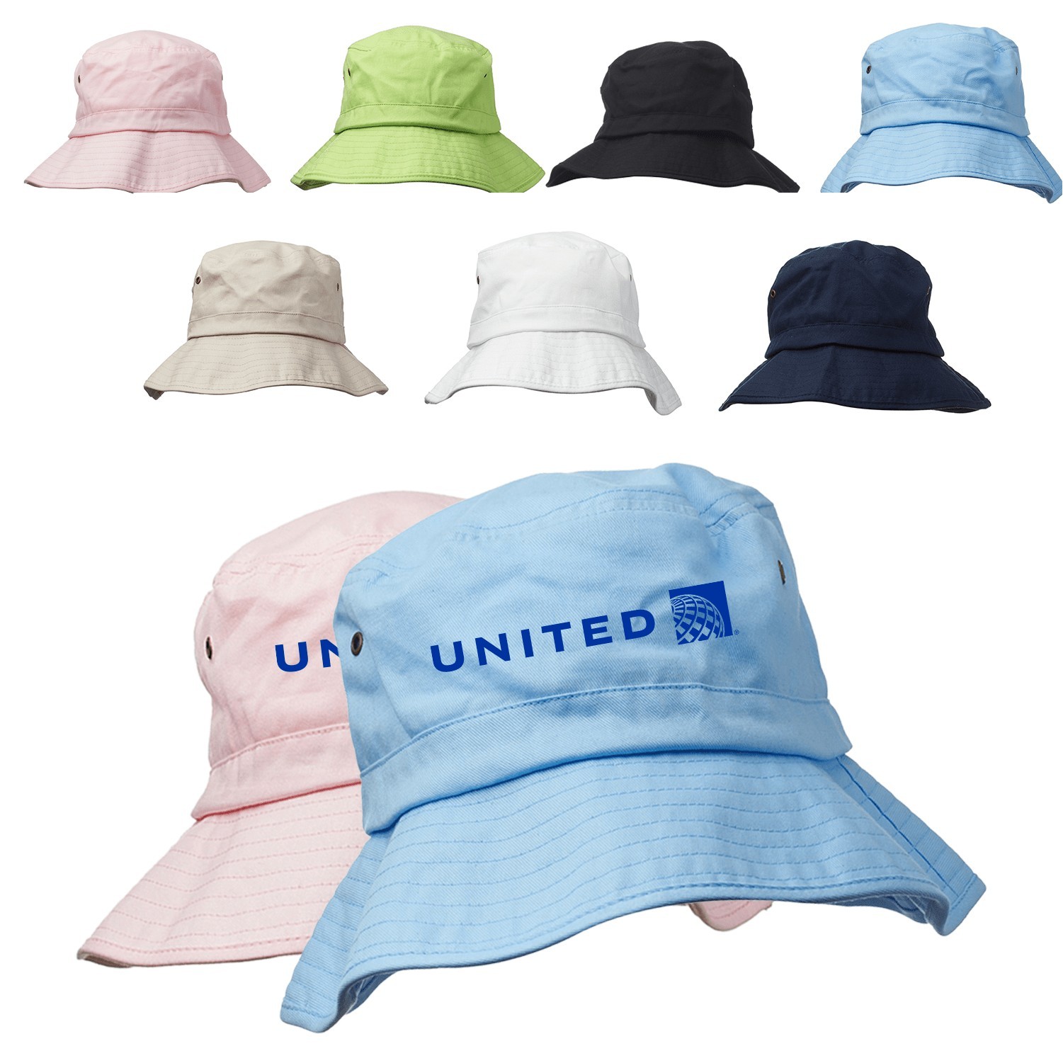 Unisex Lightweight Cotton Bucket Hats, One size fits most.
