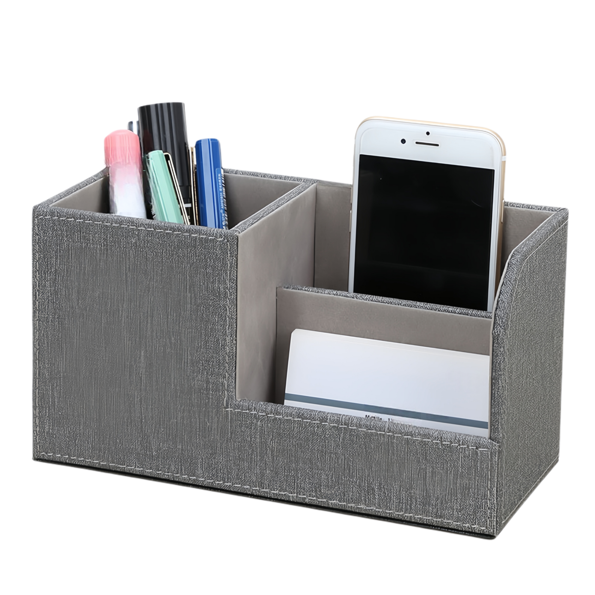 Multi-Compartment PU Leather Desk Organizer 7