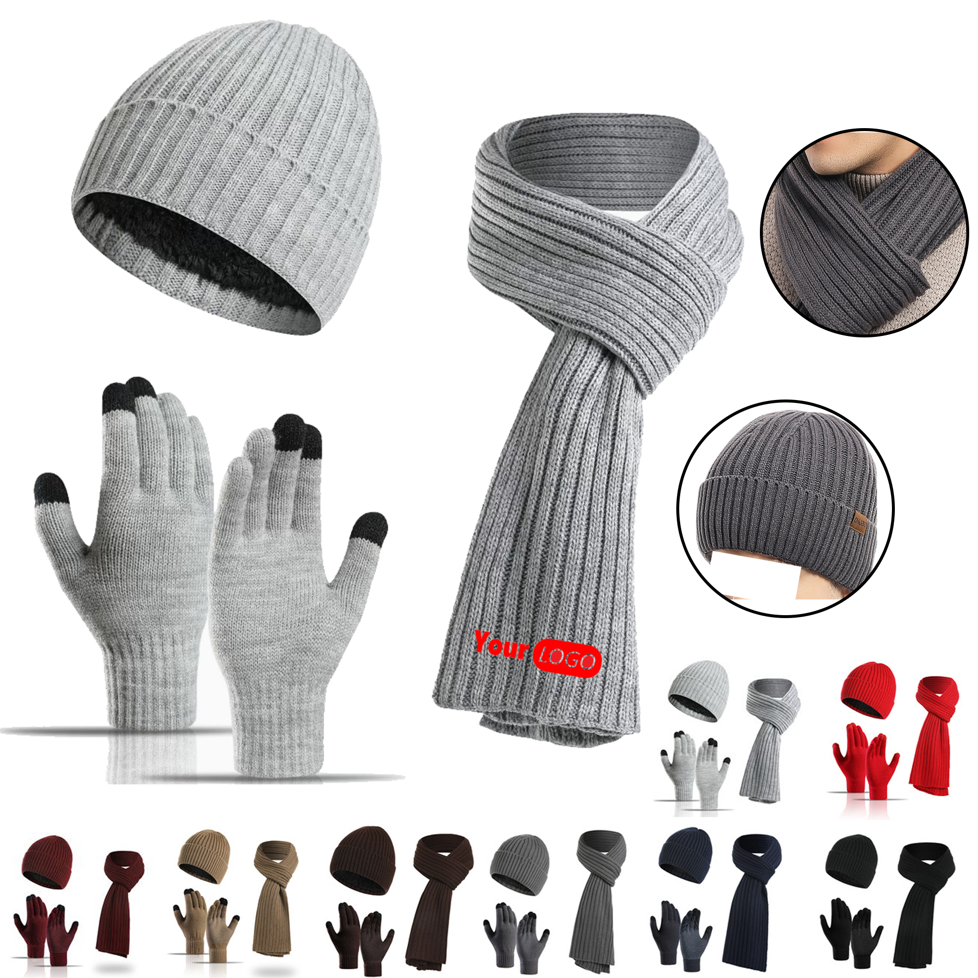 3-in-1 Gift Set: Hat, Scarf, and Touchscreen Gloves 11