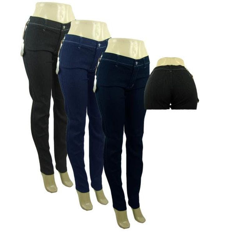 Women's Skinny Fashion Jeans - Blue Dark Wash Black Sizes 0-13 2