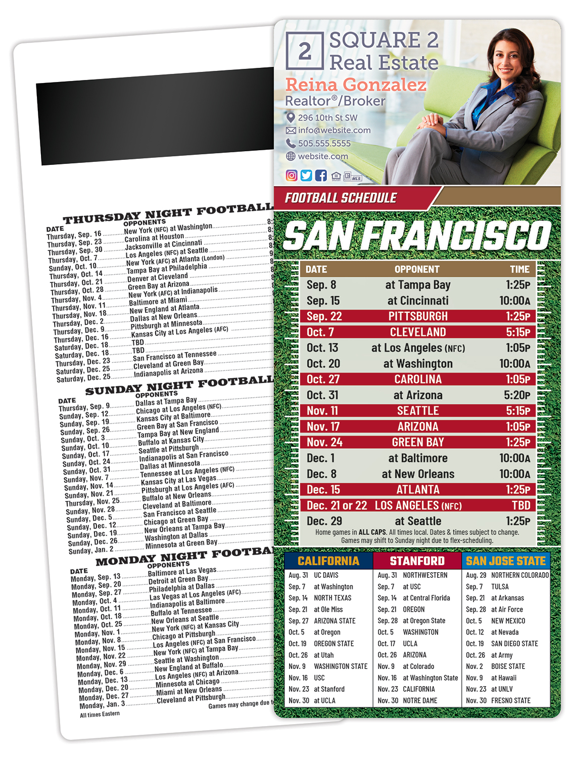 Football Schedule Laminated Card/Postcard with Magnet Strip 3.5x8.5 - 14 pt.