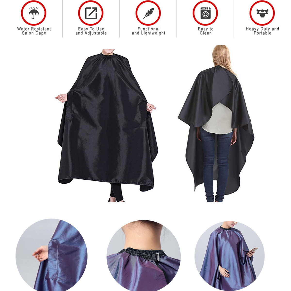 Hair Salon Nylon Cape with Snap Closure