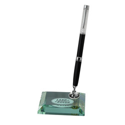 4" Desktop, Award-Jade Glass Pen Set w/ Black pen_D721GA