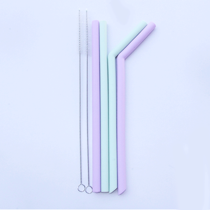 Bent Silicone Straw Set