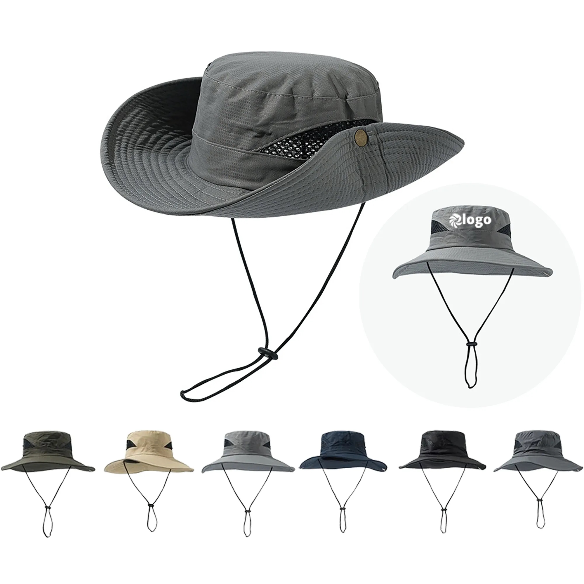Wide Brim UV Protection Mesh Sides Bucket Fishing Hat 10