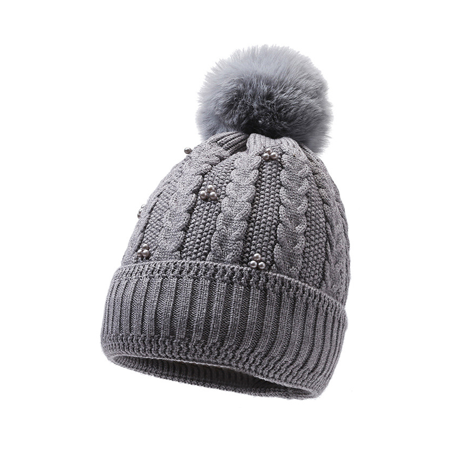 MOQ50 Women's Cold-Proof Knit Hat (Plush Balls) 9