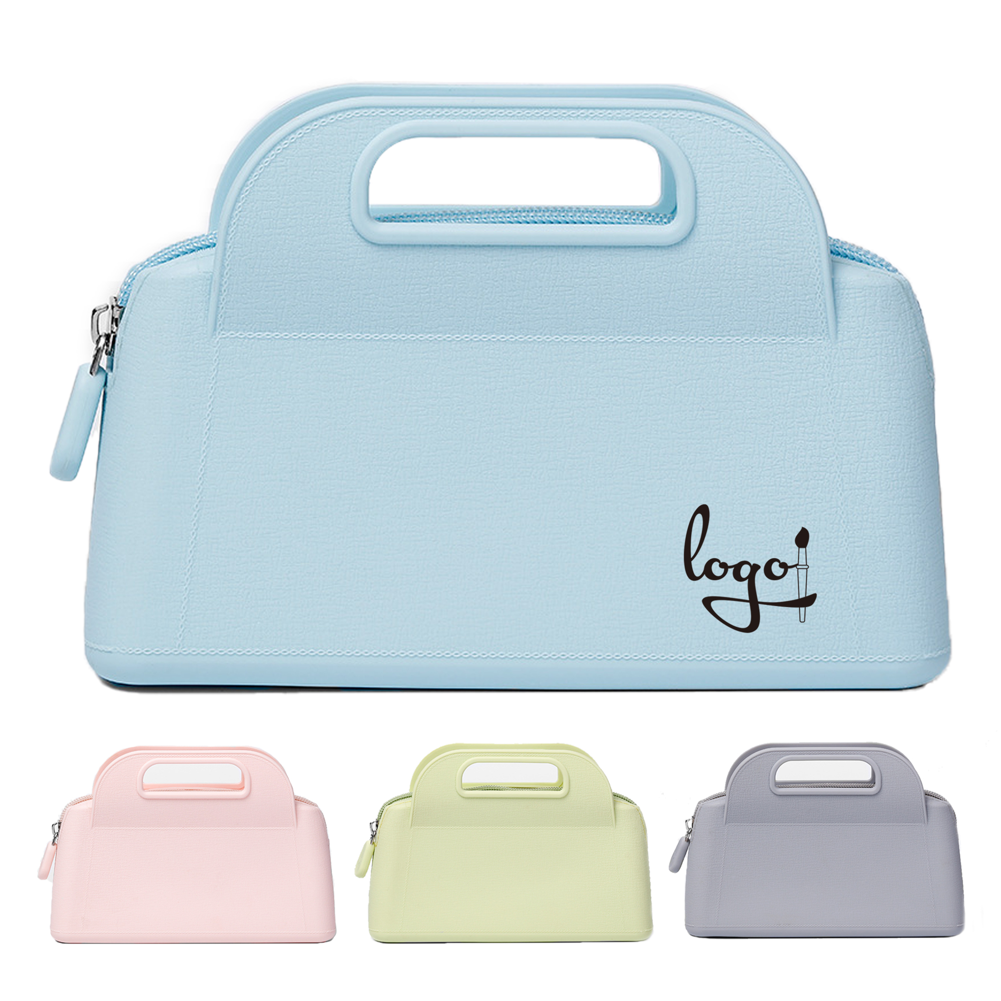 Silicone Travel Makeup Cosmetic Pouch With Handle MOQ20 6