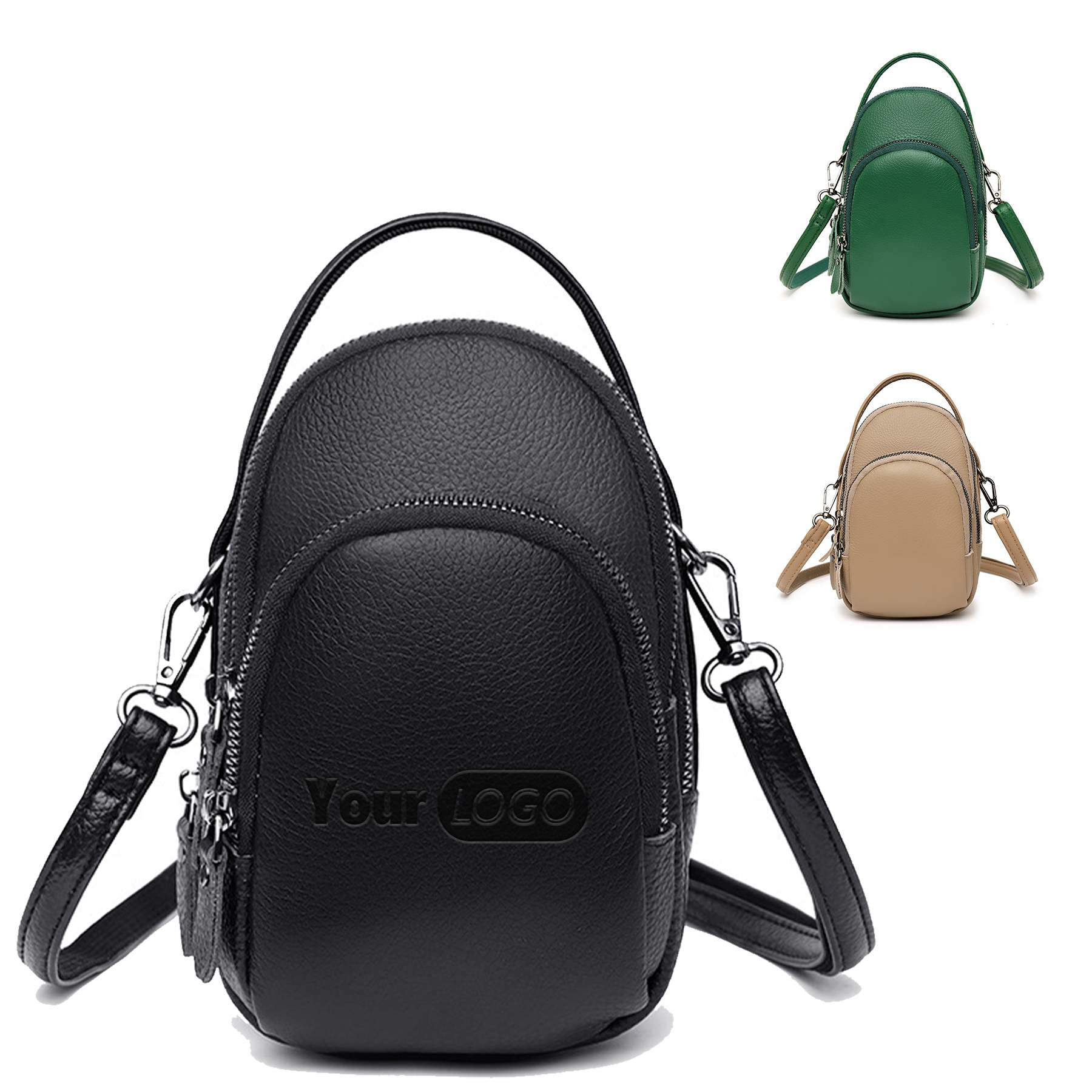 Leather Two Compartment Phone Crossbody Mini Bag 3