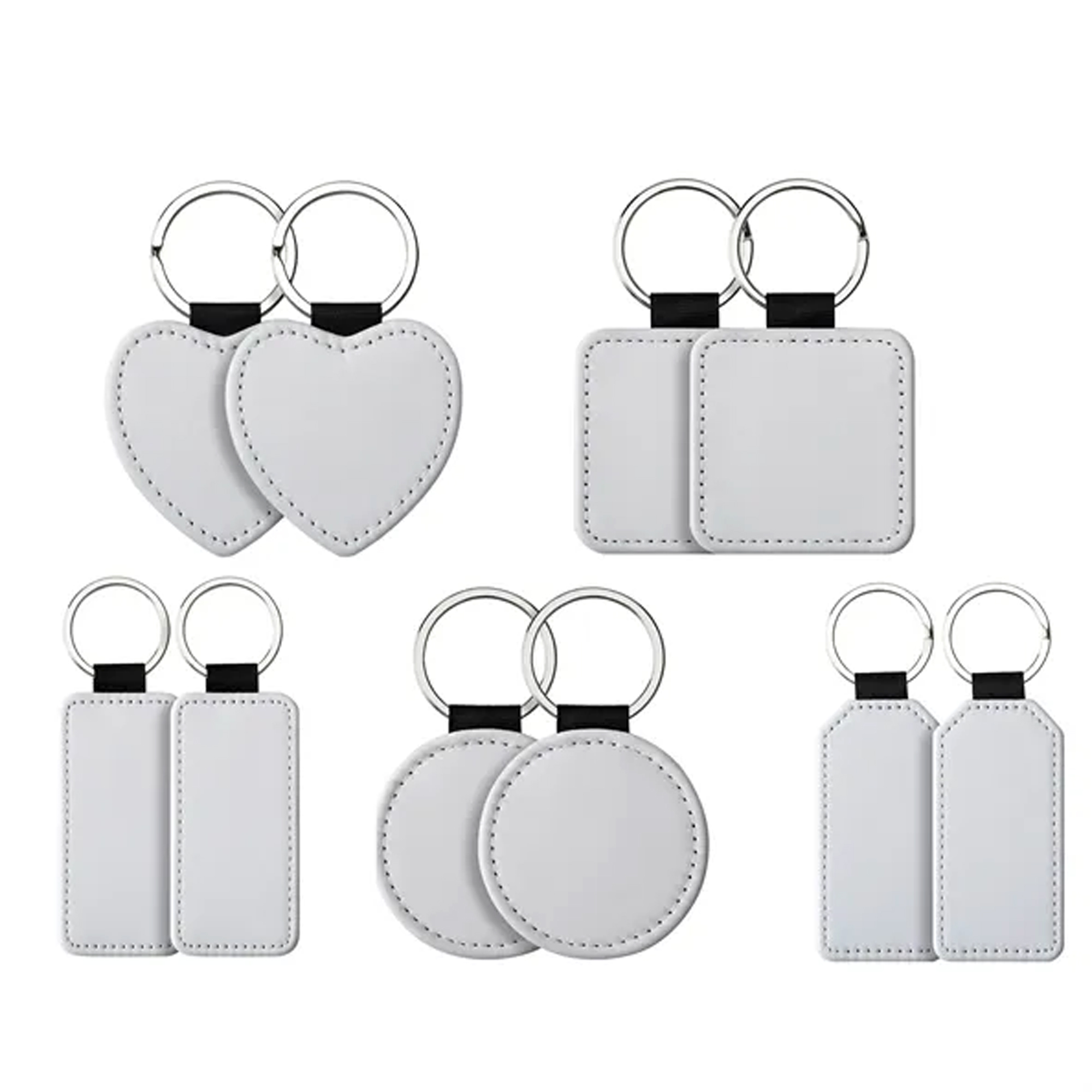 Custom PU Leather Keychain with 5 Shapes, Full Print 6