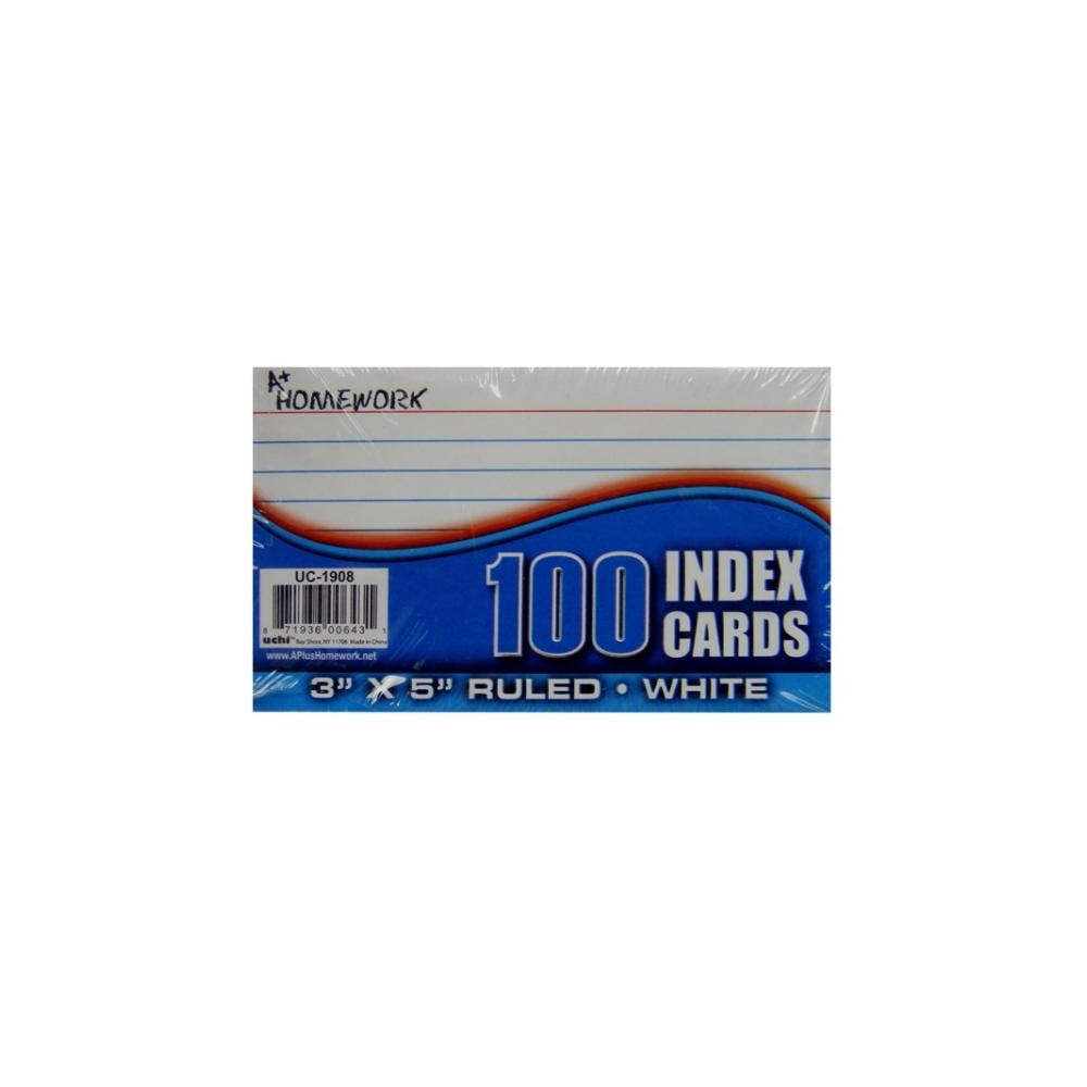 Ruled Index Cards - White 100 Pack 3" x 5" 2