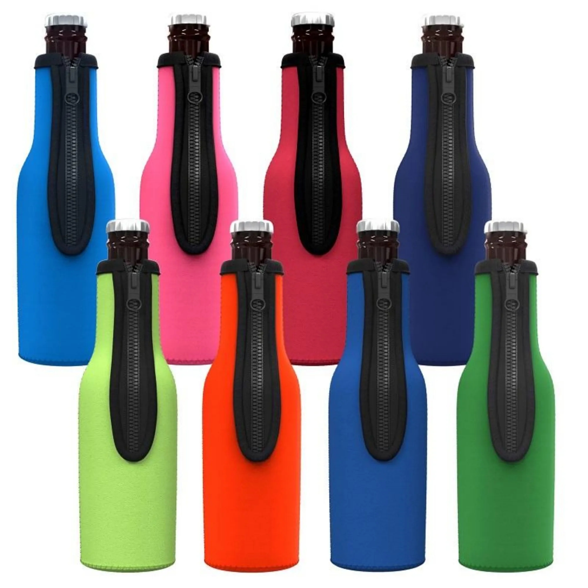 Neoprene Beer Insulator Sleeve Zip-up Bottle Jackets 12