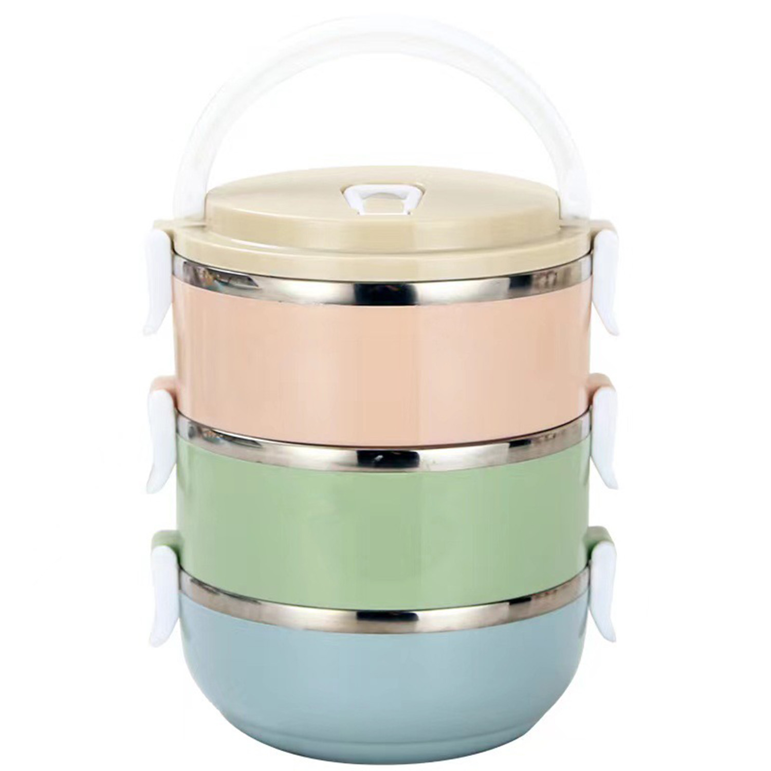 2100ml 304 Stainless Steel Insulated Lunch Box, Multi-Layered, Sealed Picnic Basket