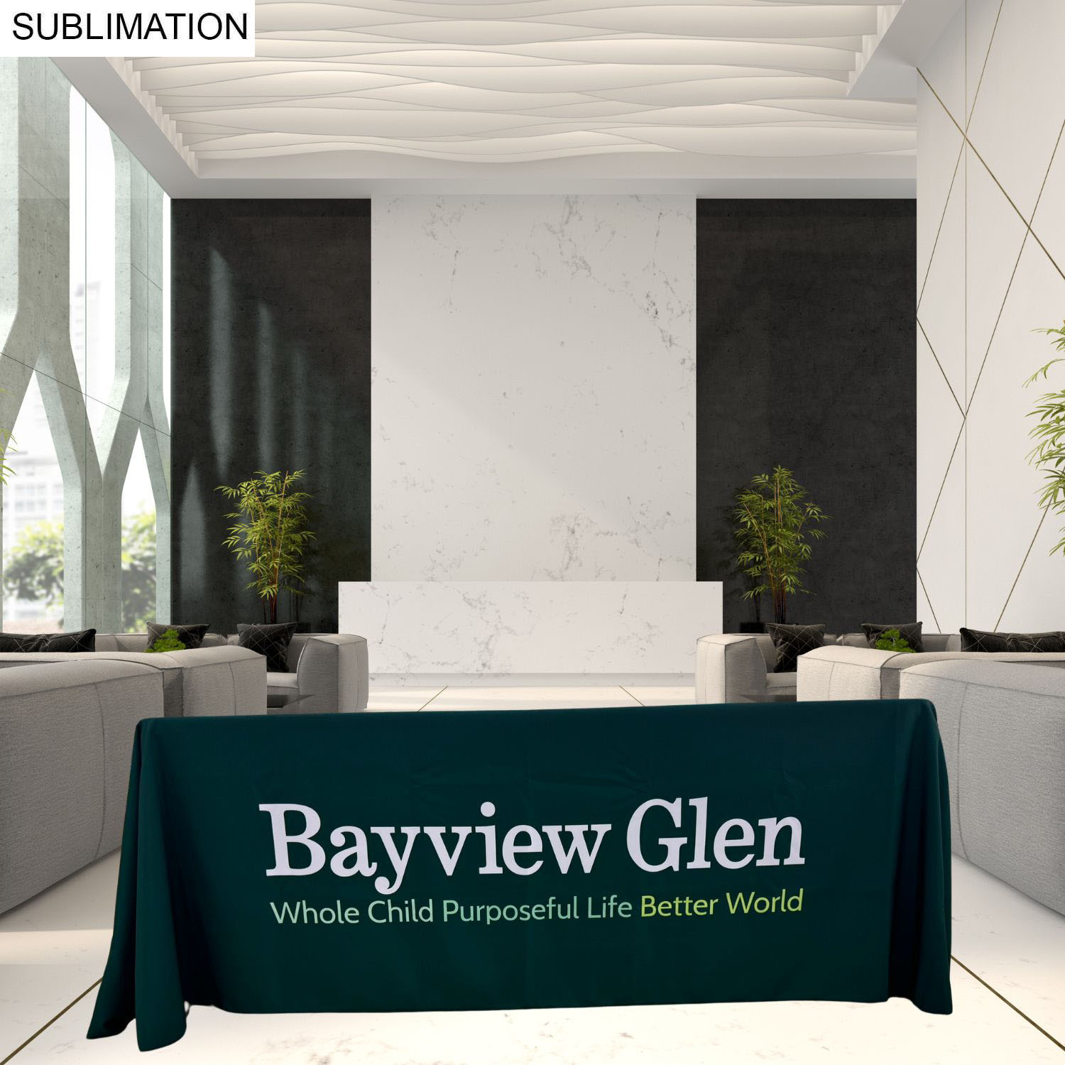 Sublimated Table Cloth for 6' table, Drape style, 4 sided, Closed Back 48