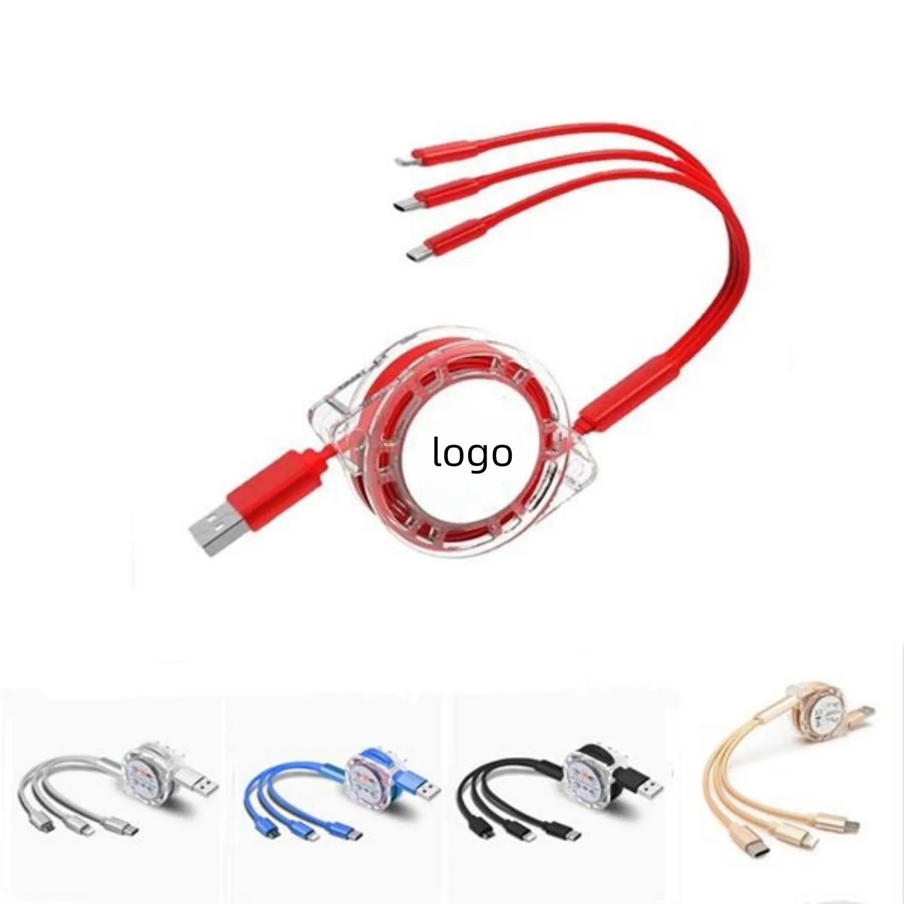 3-in-1 Retractable USB Cable Fast Charger Cord 6