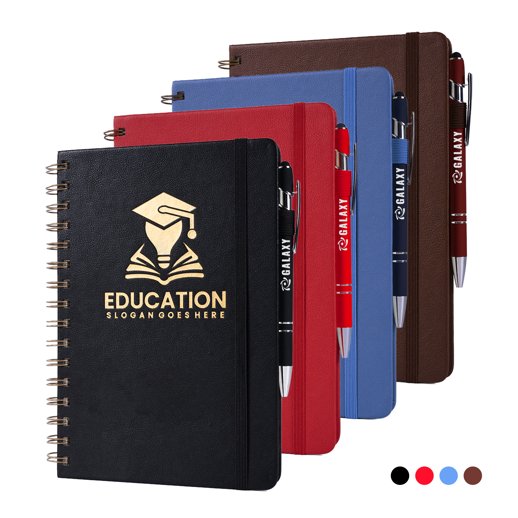PU Leather Spiral Notebook With Pen