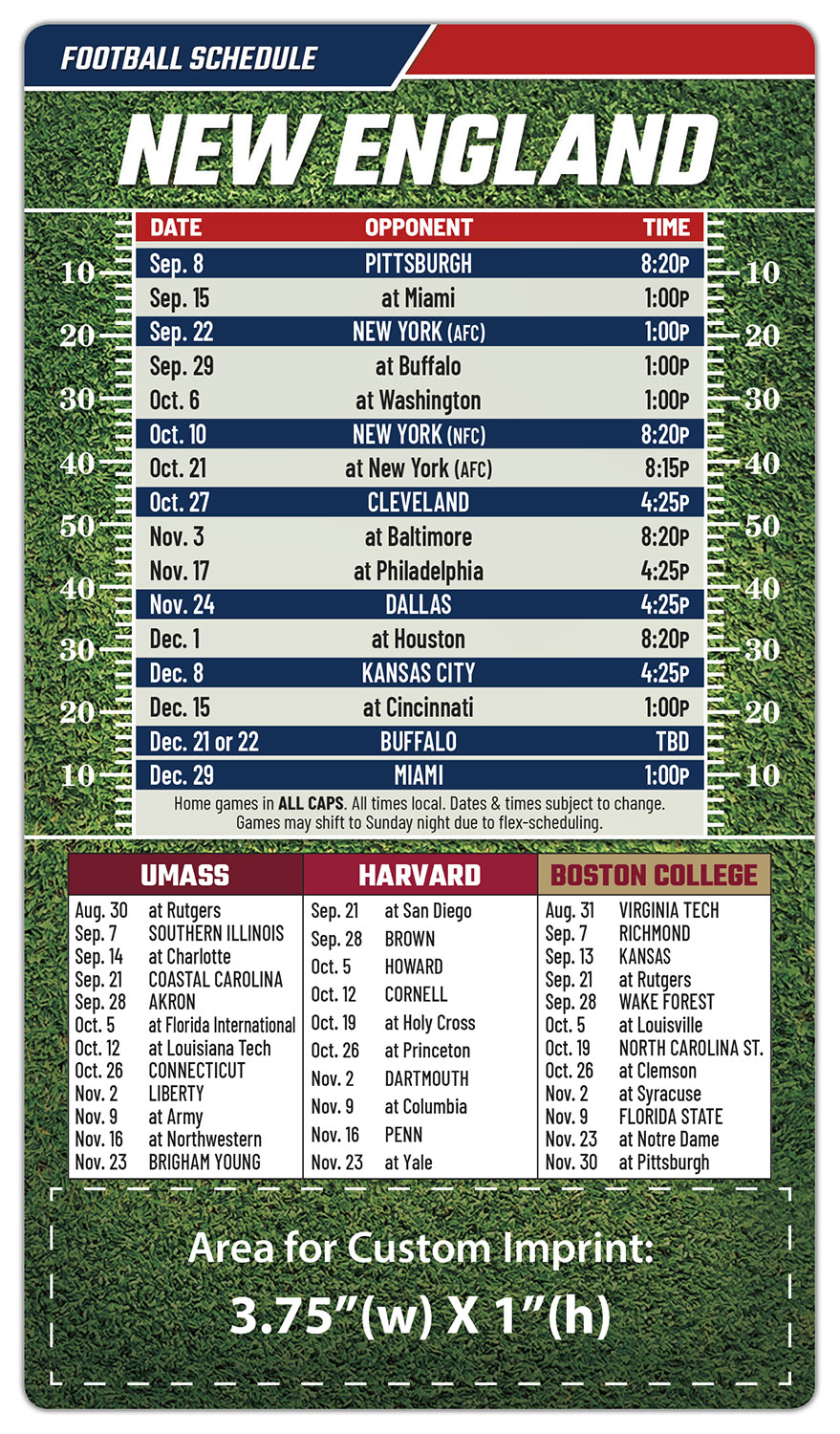 Magnet Football Sport Schedules - 4x7 Round Corners